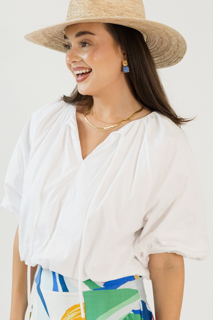 Tatum Bubble Hem Top, White