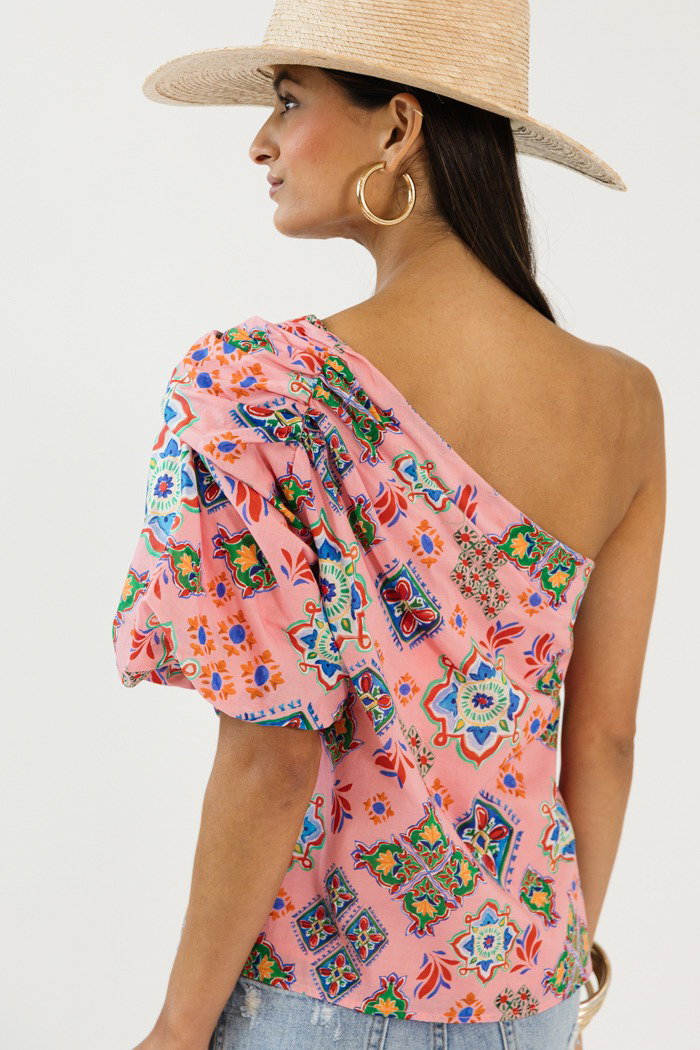 Campbelle One Shoulder Top, Pink