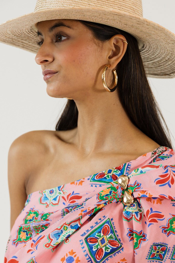 Campbelle One Shoulder Top, Pink