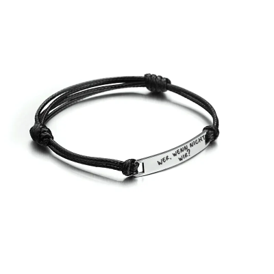 Vacation Simple Style Customization Laser Engraving Solid Color Wax Rope Titanium Steel String Bracelets Wholesale