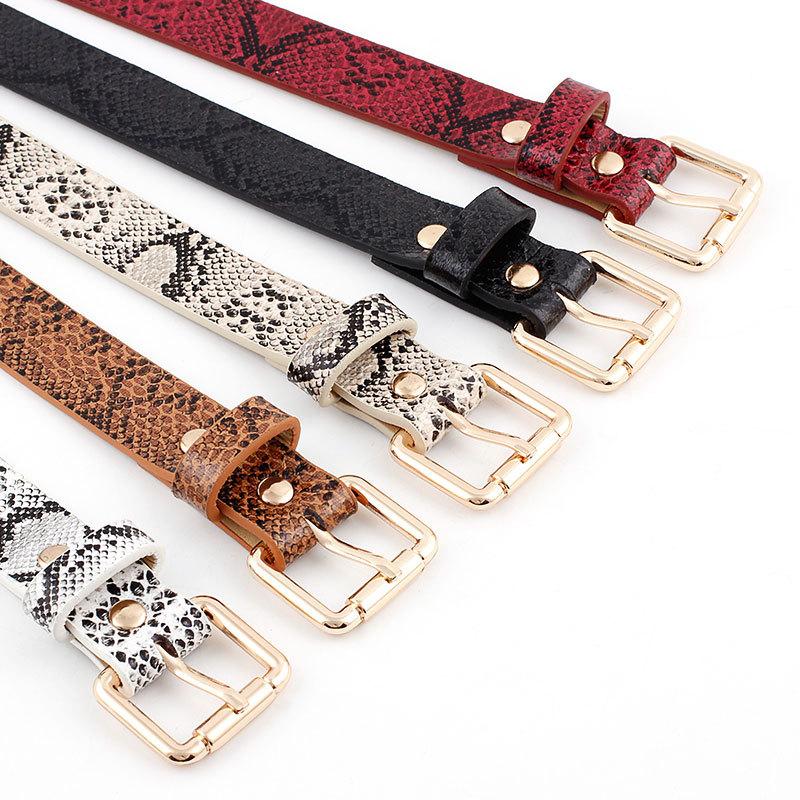 Fashion Woman Imitation Leather Snake Metal Buckle Thin Belt Strap For Jeans Multicolor Nhpo134197