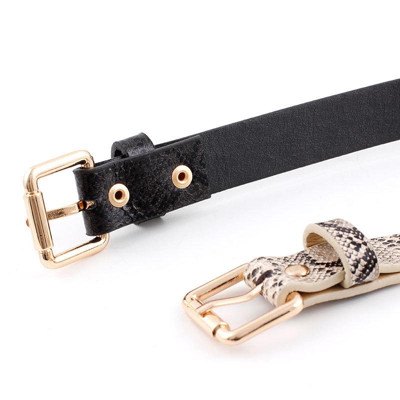 Fashion Woman Imitation Leather Snake Metal Buckle Thin Belt Strap For Jeans Multicolor Nhpo134197