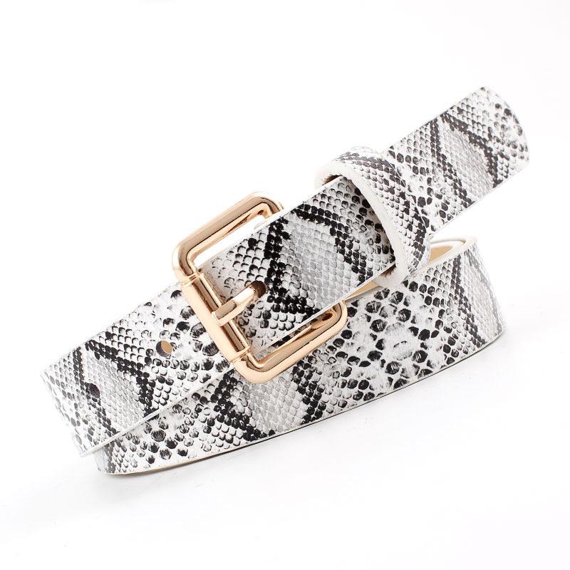 Fashion Woman Imitation Leather Snake Metal Buckle Thin Belt Strap For Jeans Multicolor Nhpo134197