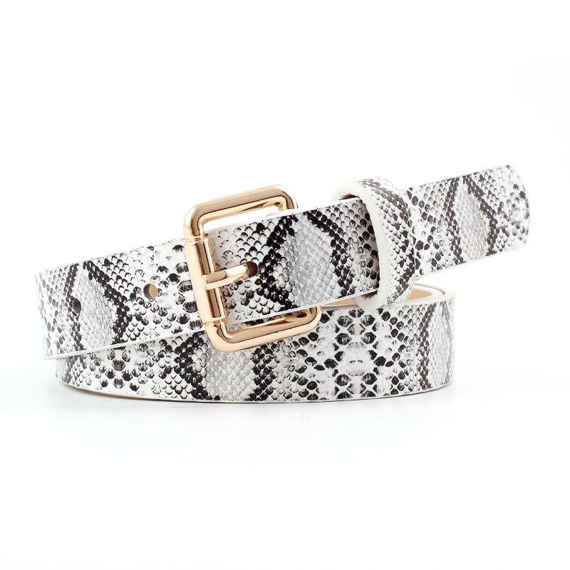 Fashion Woman Imitation Leather Snake Metal Buckle Thin Belt Strap For Jeans Multicolor Nhpo134197