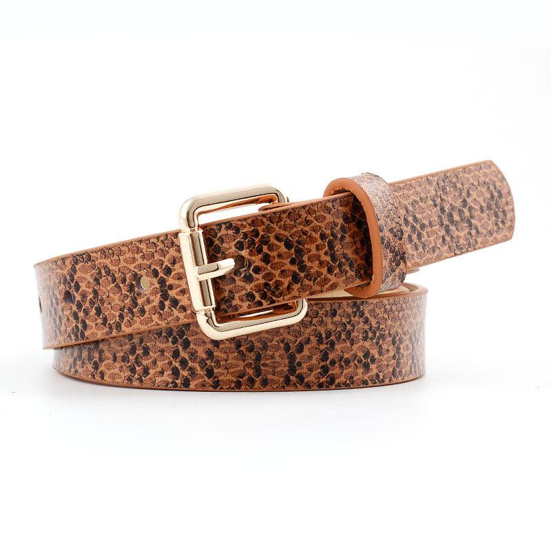Fashion Woman Imitation Leather Snake Metal Buckle Thin Belt Strap For Jeans Multicolor Nhpo134197