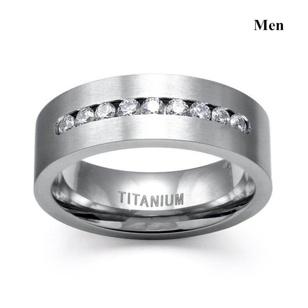 Hip-hop Geometric Titanium Steel Inlay Zircon Men's Rings
