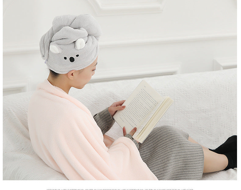Cute Cartoon Synthetic Fibre Hair-drying Cap