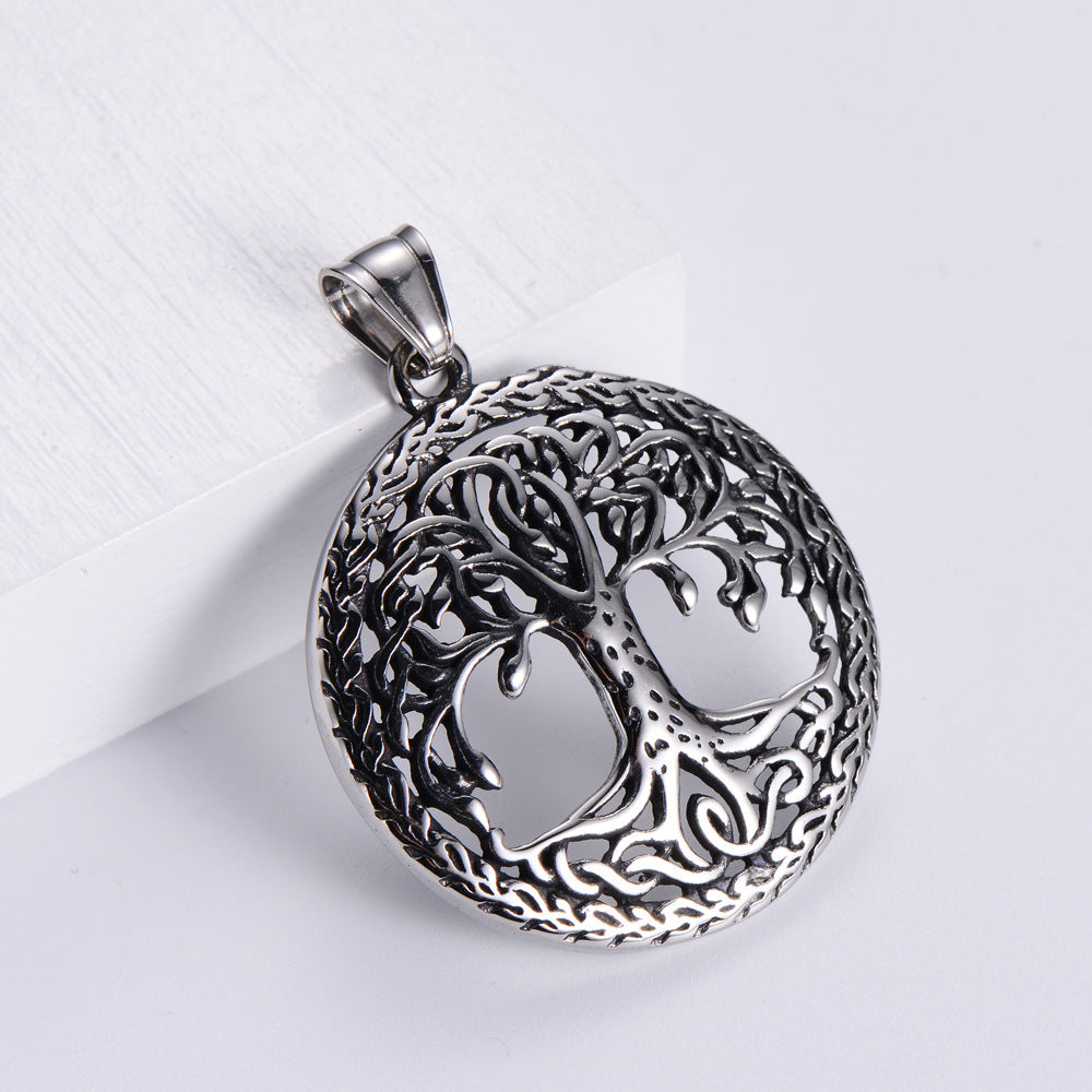 Life Tree Pendant In Punk Style Made Of Durable Titanium Steel