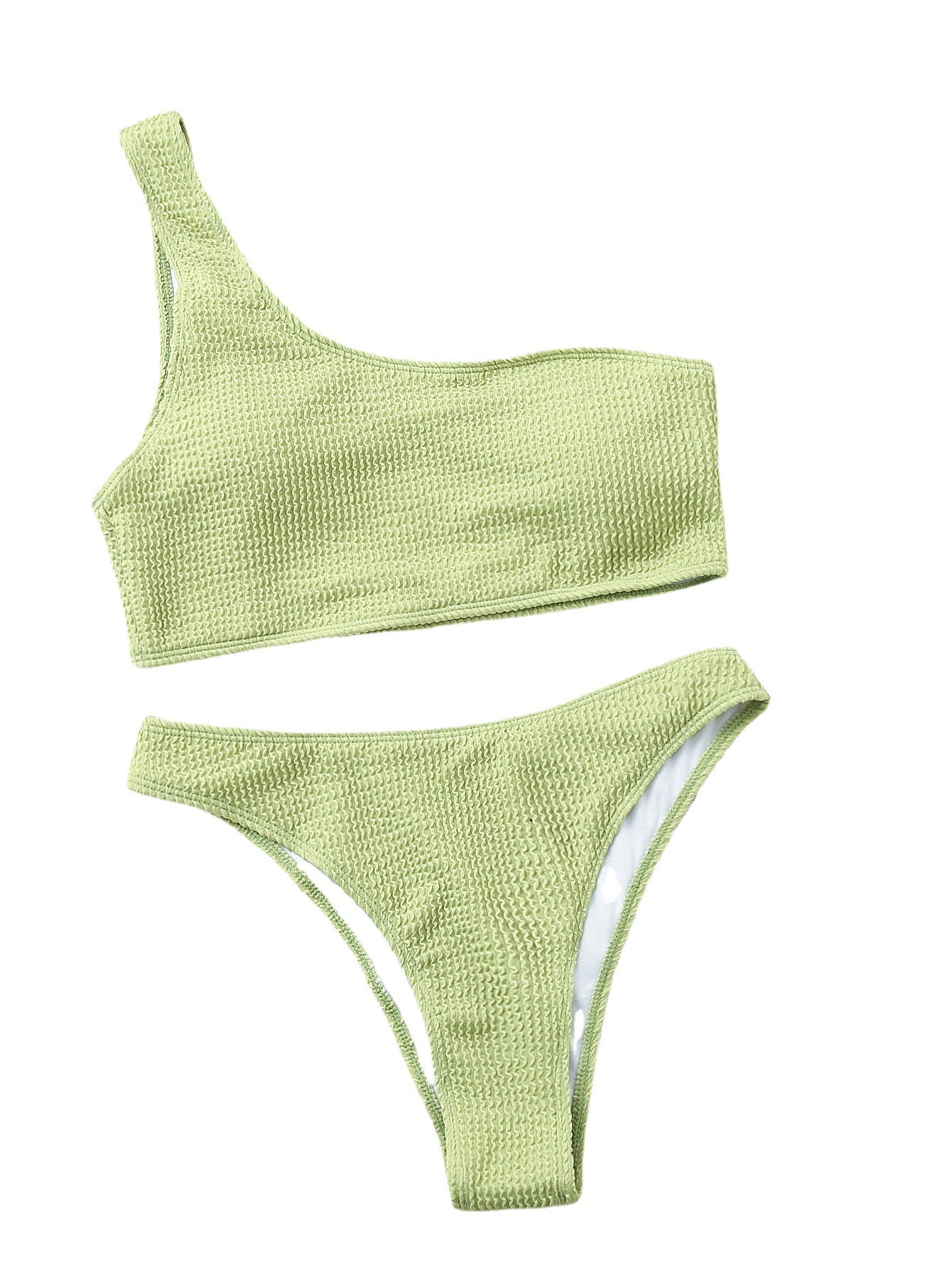 New Solid Color Snake Denim Single Shoulder High Waist Bikini Swimsuit Women