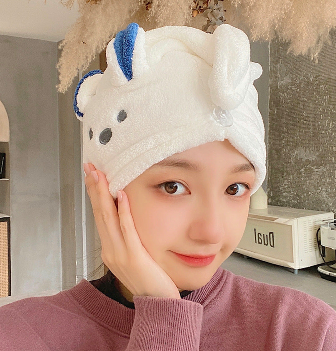 Cute Cartoon Synthetic Fibre Hair-drying Cap