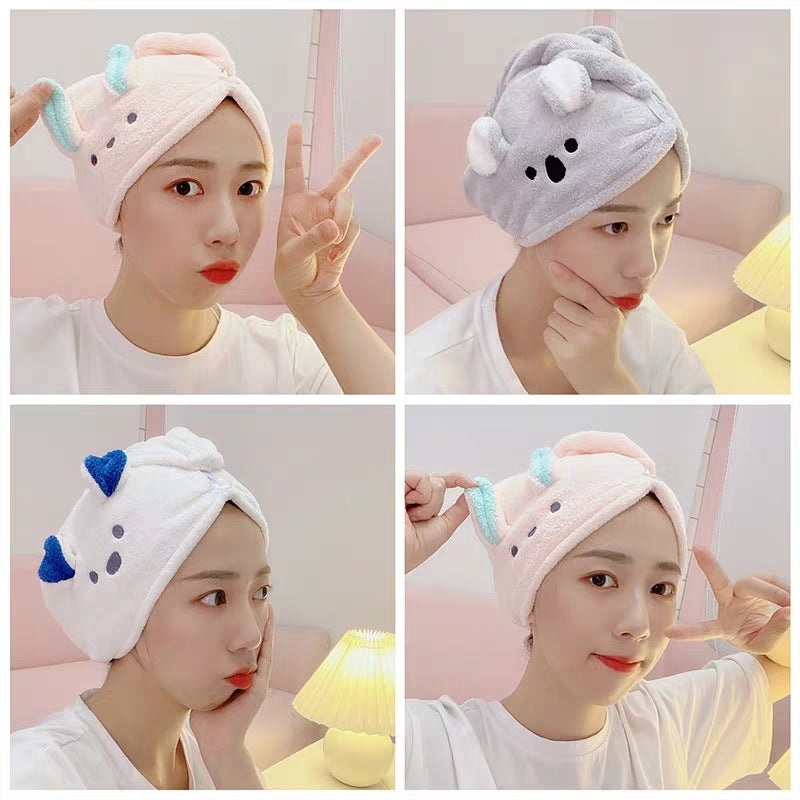 Cute Cartoon Synthetic Fibre Hair-drying Cap