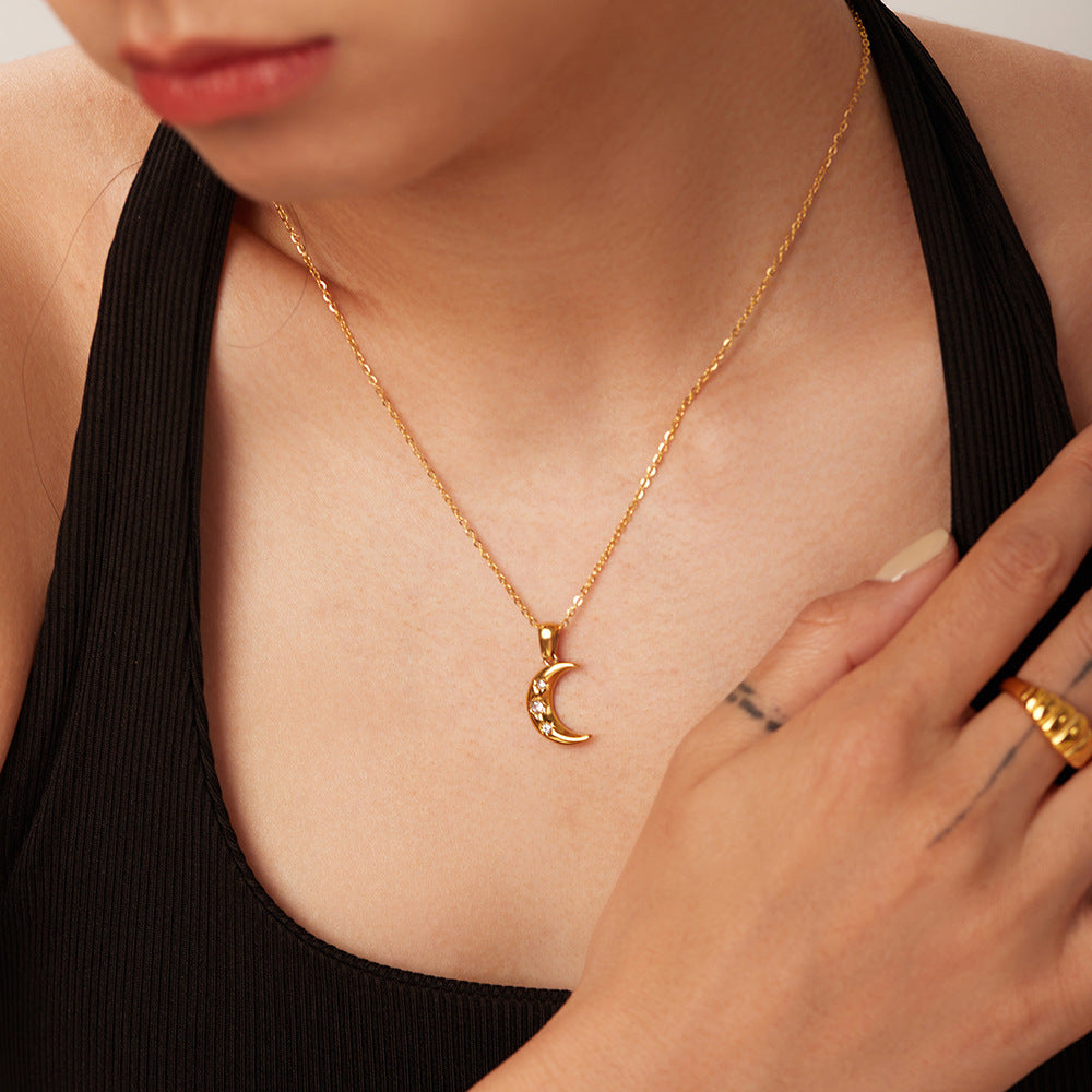 Geometric Diamond Necklace For Women With 18K Real Gold Plated 304 Stainless Steel And PVD Coated Cuban Link Chain