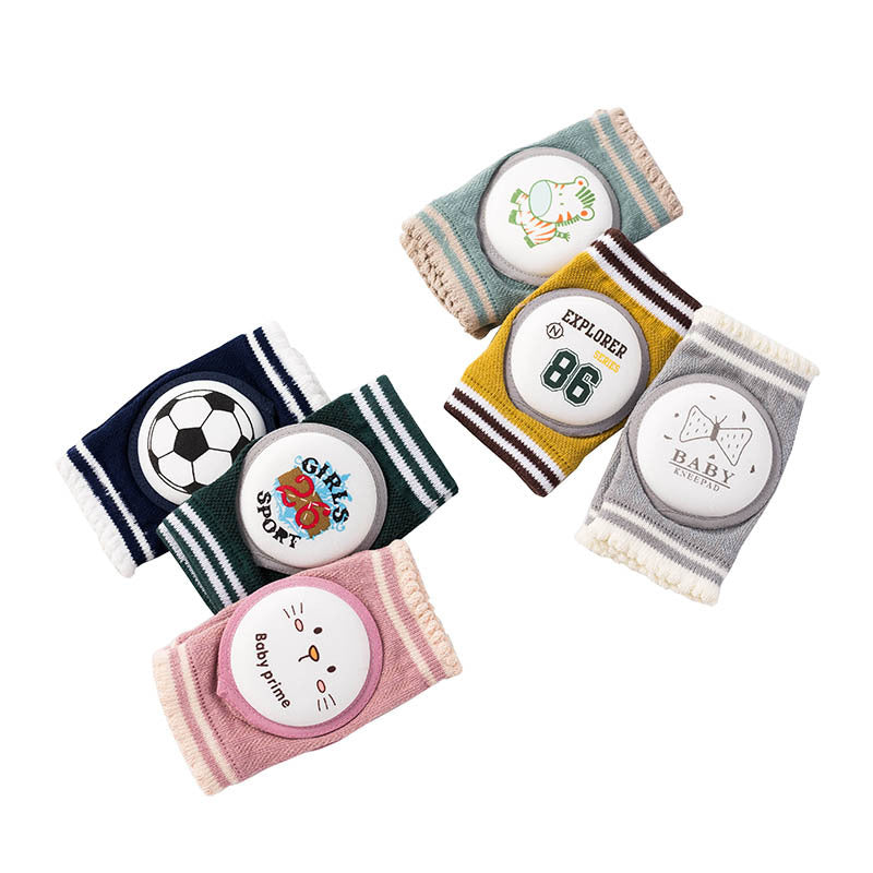 Fashion Baby Knee Pads With Animal Printing, 2 Pieces Cotton Knee Protectors For Kids