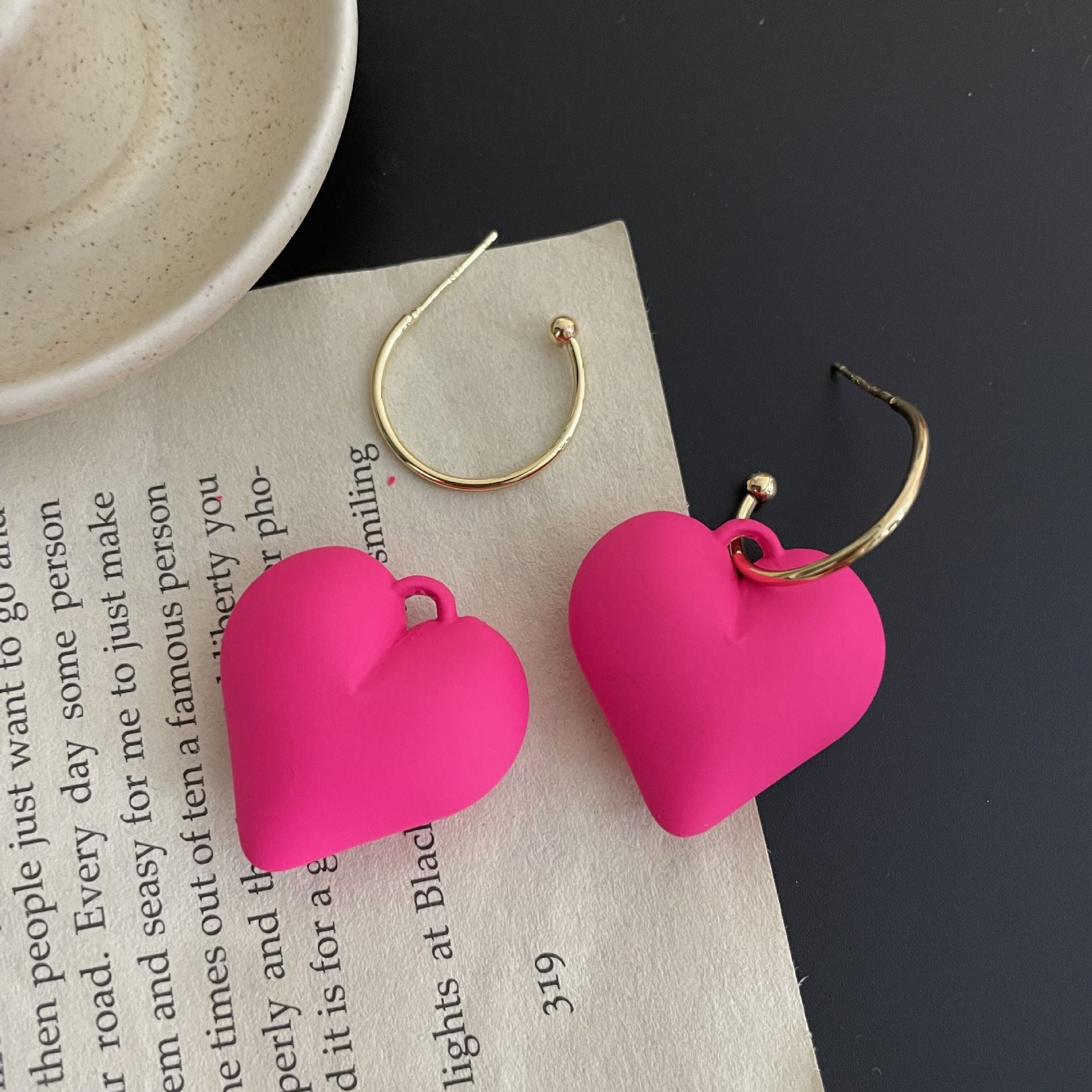 Geometric Rose Red Earrings For Women Featuring Copper Ear Pins And Sweet Style In Alloy Material