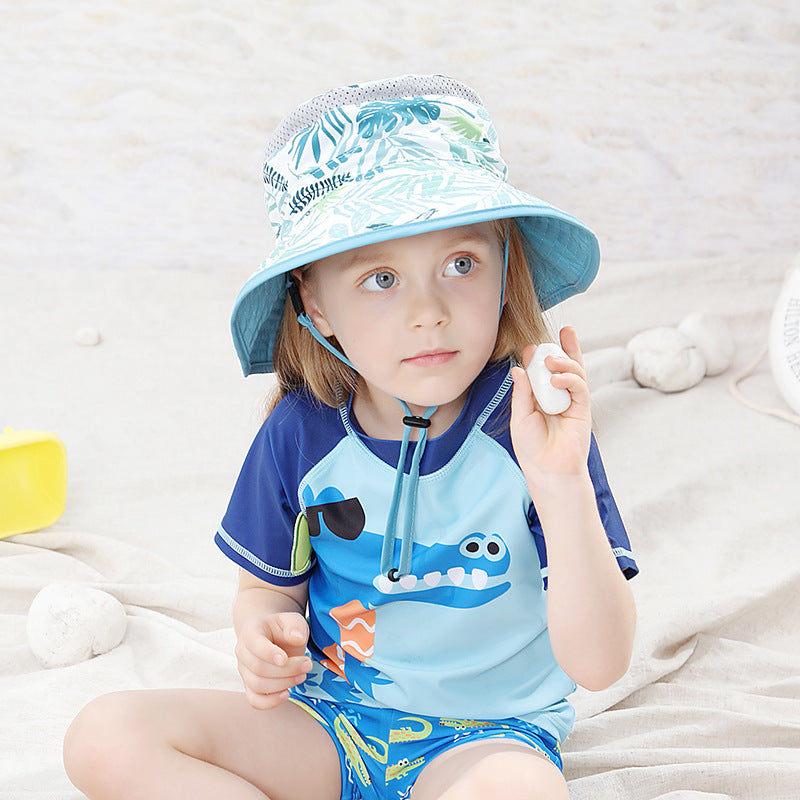 Children's Unisex Bucket Hat Featuring Cartoon Character Plant Design, Made With 100% Fabric, Perfect For Kids
