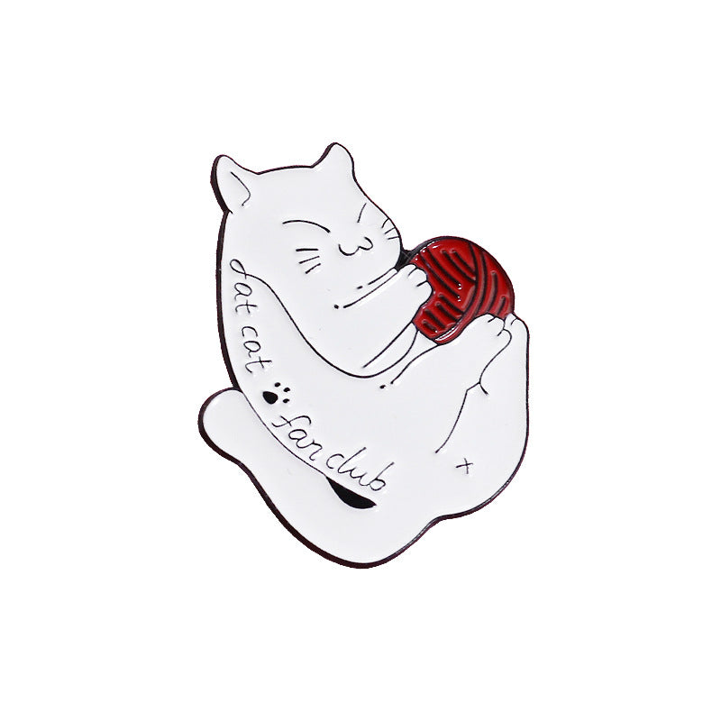 Cat Pin Made Of Alloy With Electroplated Finish, Available In White