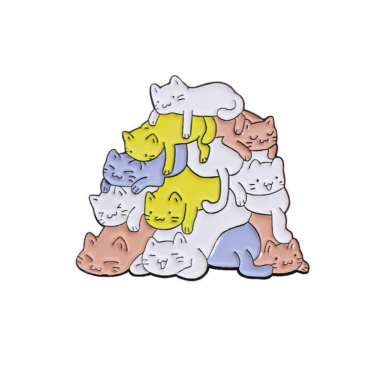 Cat Pin Made Of Alloy With Electroplated Finish, Available In White