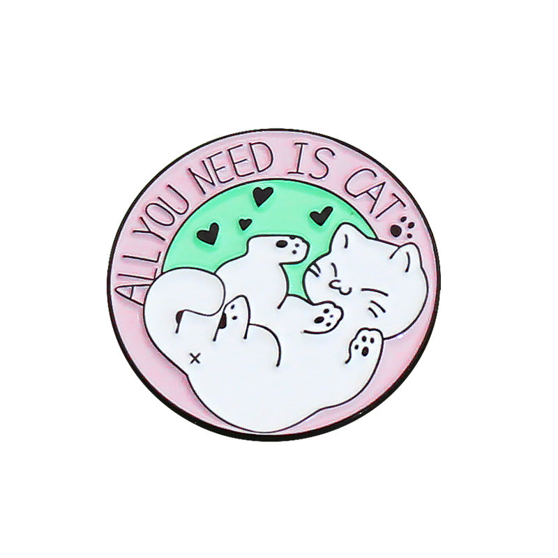 Cat Pin Made Of Alloy With Electroplated Finish, Available In White