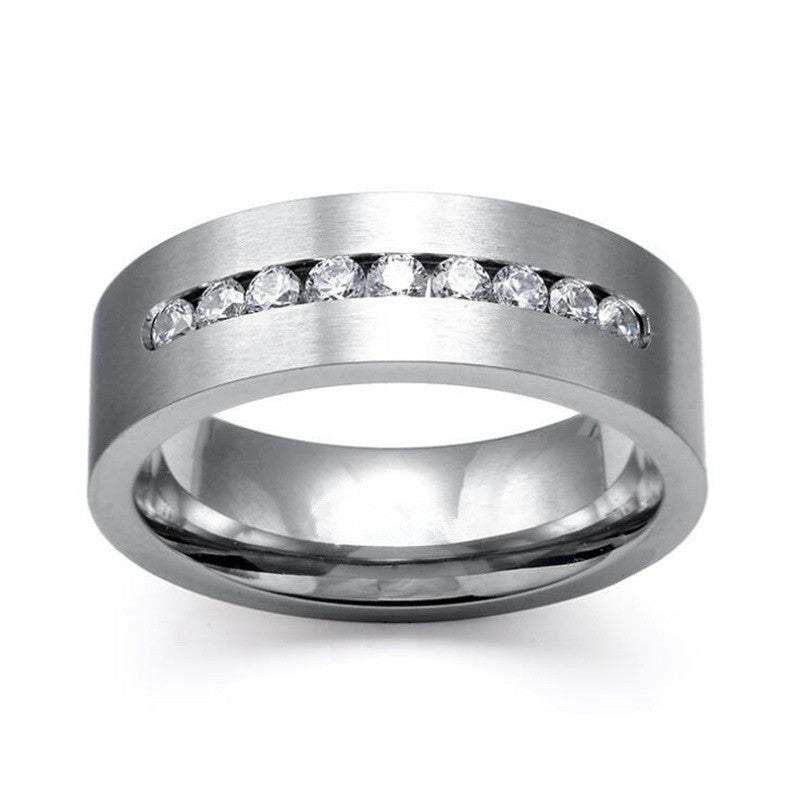 Hip-hop Geometric Titanium Steel Inlay Zircon Men's Rings