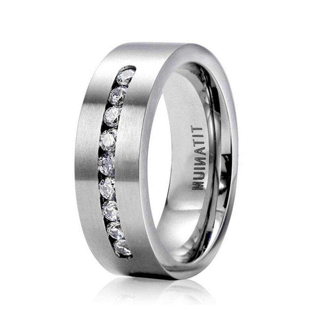 Hip-hop Geometric Titanium Steel Inlay Zircon Men's Rings