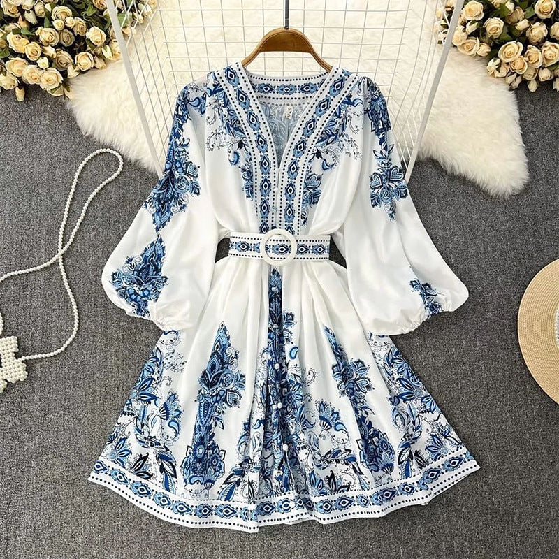 Women's Comfortable Casual Long Sleeve V Neck Regular Dress In Twilled Satin, Perfect For Holiday
