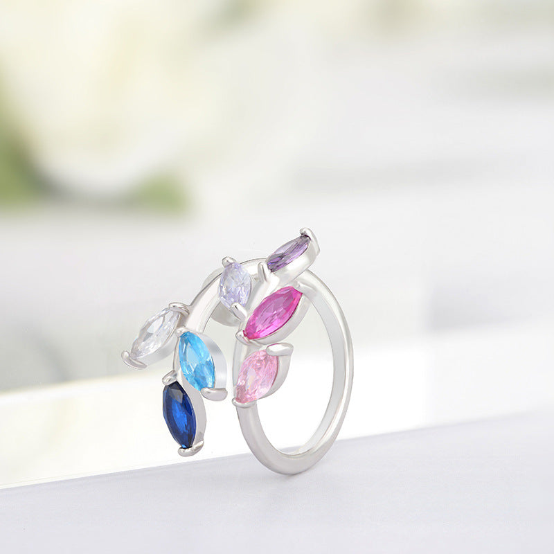 1 Piece 925 Sterling Silver Leaf Open Rings