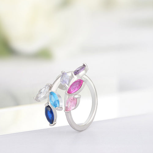 1 Piece 925 Sterling Silver Leaf Open Rings