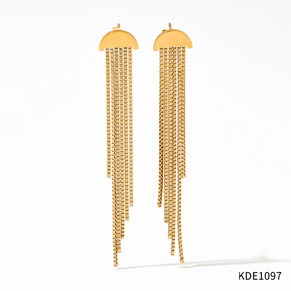 3283093 Waterproof Non Tarnish Drop Earrings For Women With 0.03µm-0.05µm Real Gold Plated PVD Coated 304 Stainless Steel