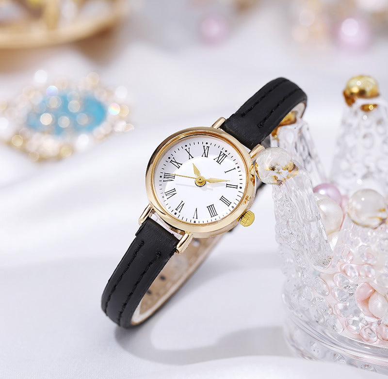 Decorative Thin Strap Quartz Women's Watch Student Simple Leather Strap Women's Wristwatch Mineral Glass Dial