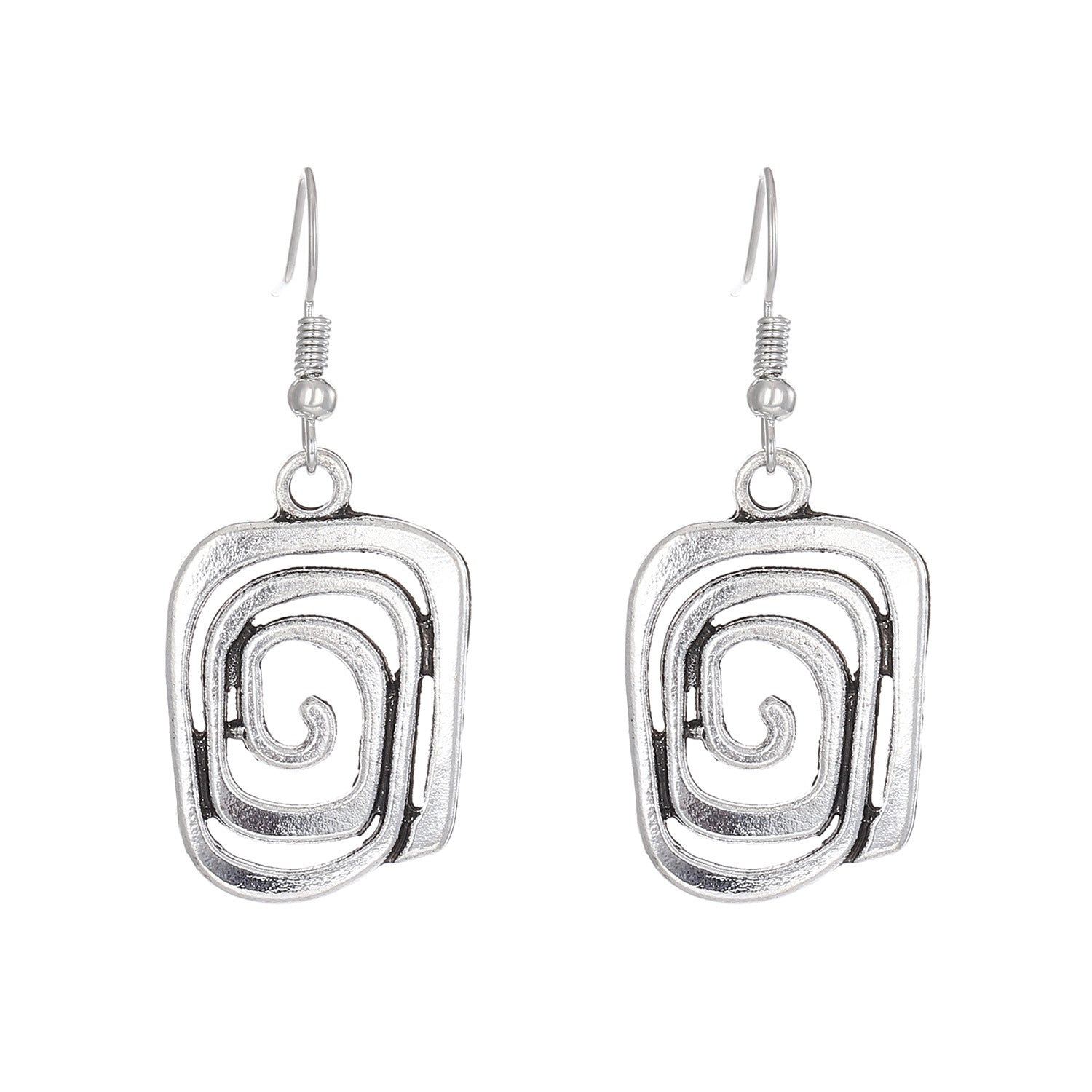 Geometric Earrings For Women In Antique Silver Plated Alloy Featuring Ethnic Style Design