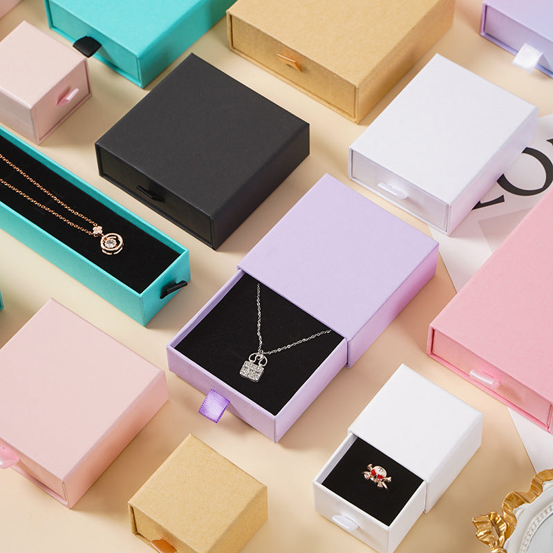 Fashion Solid Color Jewelry Box For Daily Use, Paper Material, 1 Piece