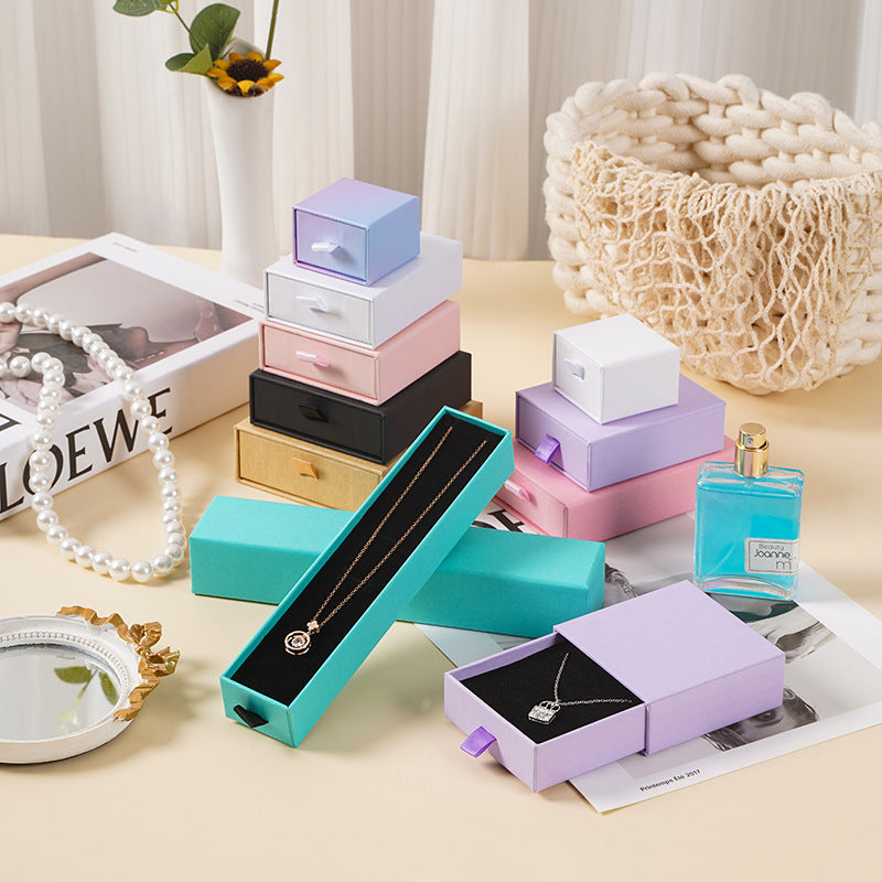 Fashion Solid Color Jewelry Box For Daily Use, Paper Material, 1 Piece