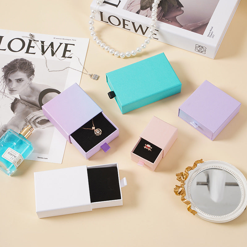 Fashion Solid Color Jewelry Box For Daily Use, Paper Material, 1 Piece