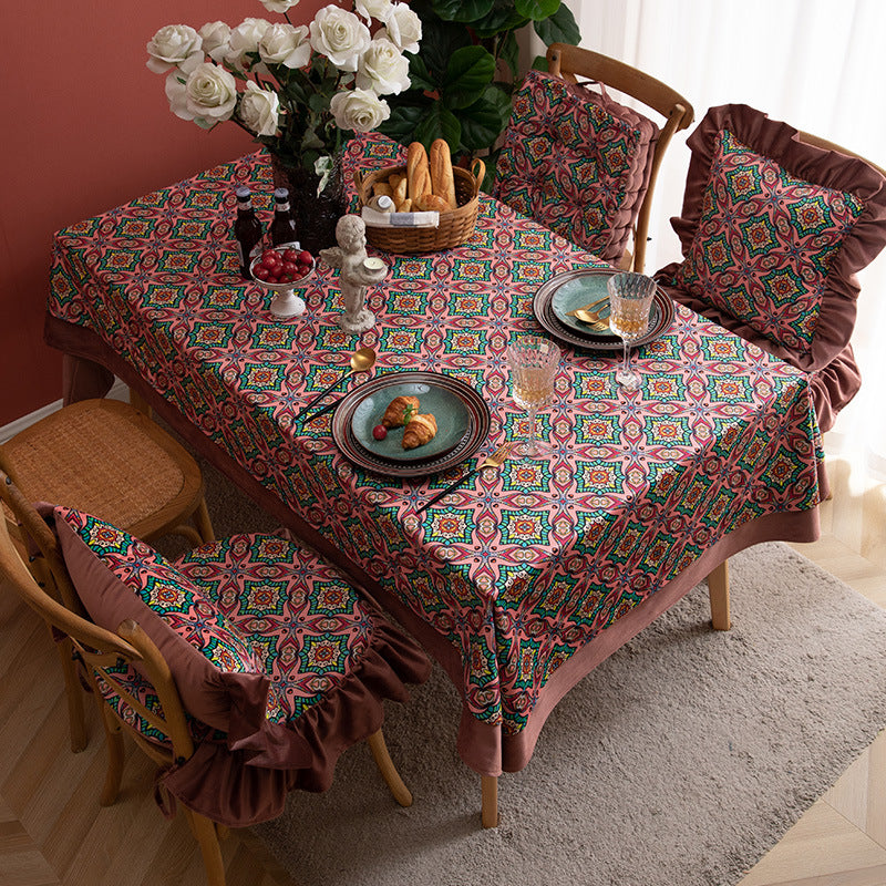 Bohemian Geometric Polyester Tablecloth For Dining Table, Stylish And Durable Home Textile Decor