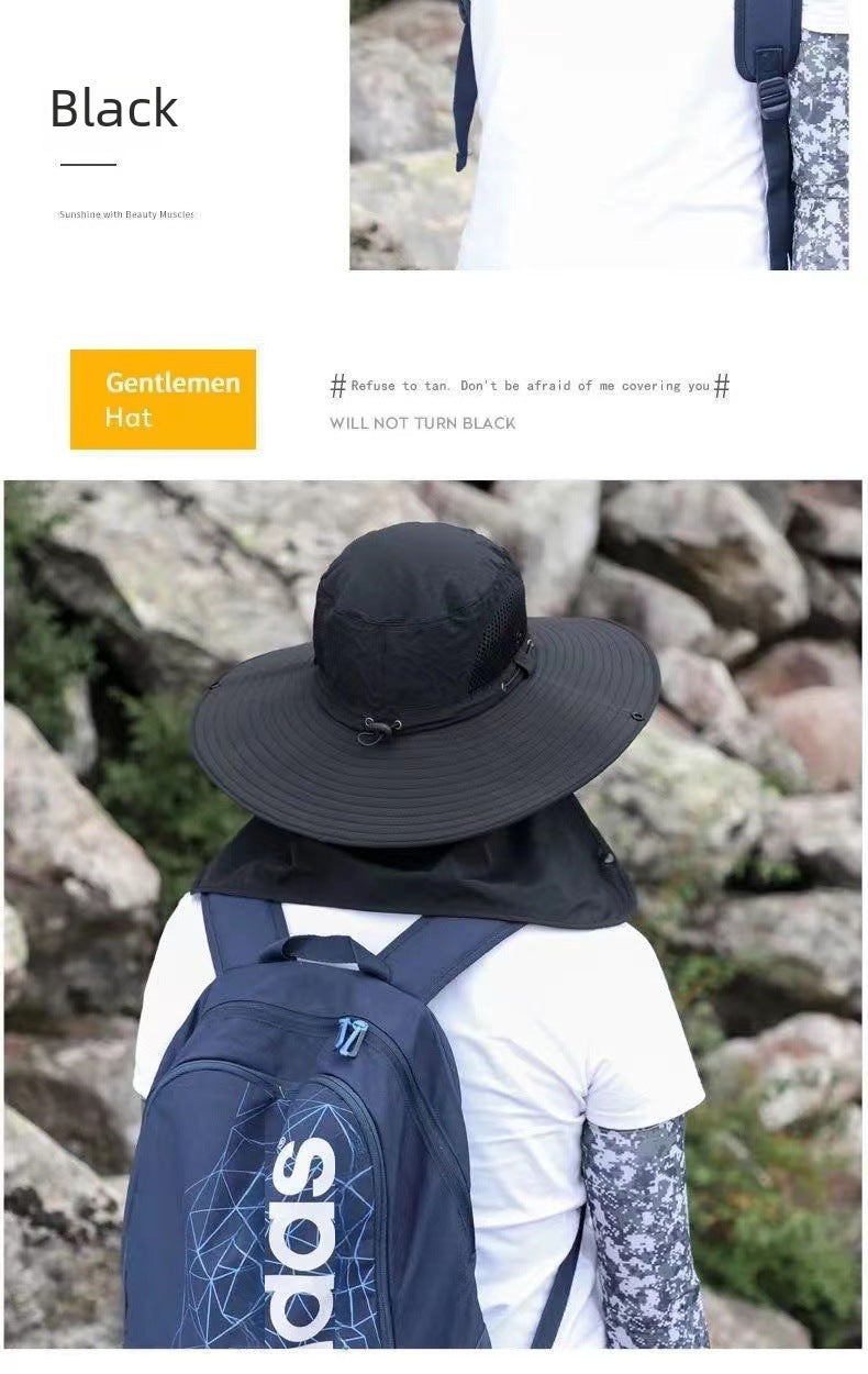Men's New Sun Hat Removable Sun Protection Big Rim Summer Mountaineering Fishing Hat Outdoor UV Protection Sun Hat