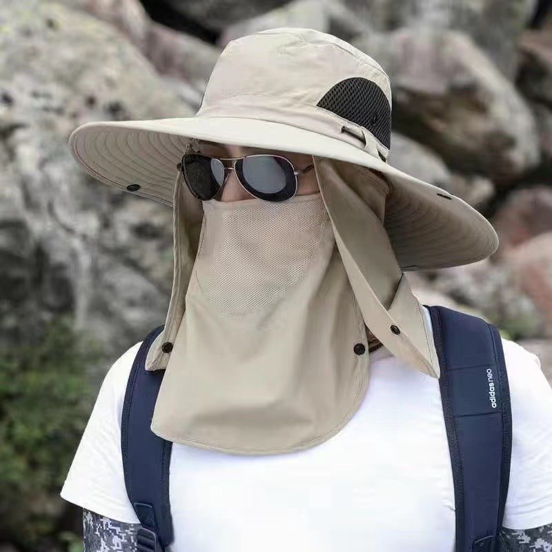 Men's New Sun Hat Removable Sun Protection Big Rim Summer Mountaineering Fishing Hat Outdoor UV Protection Sun Hat