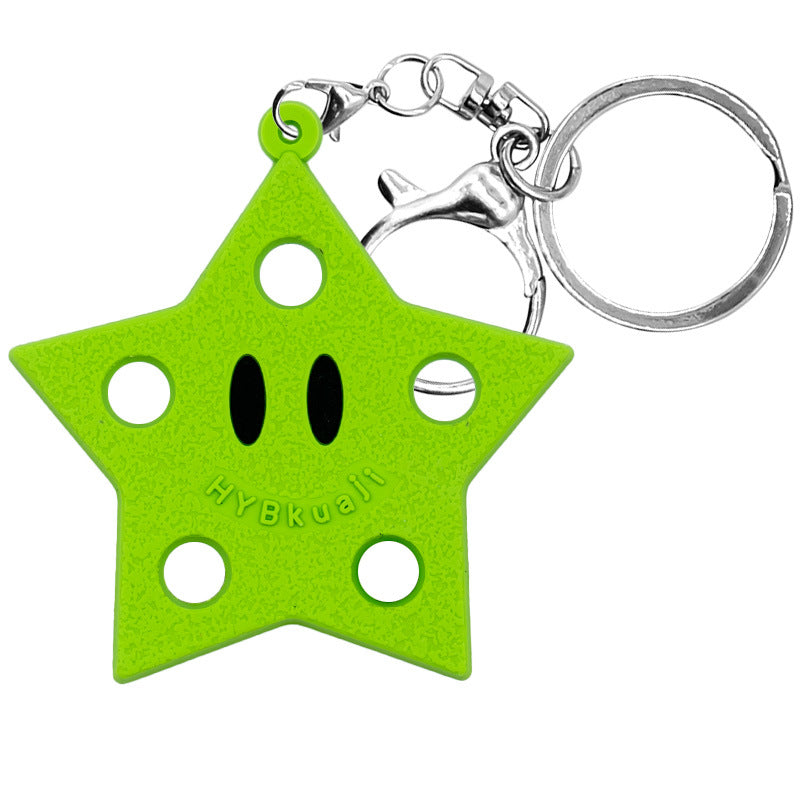 Cartoon Star PVC Soft Rubber Key Plate Car Decoration Pendant DIY Keychain Black White Dark Black