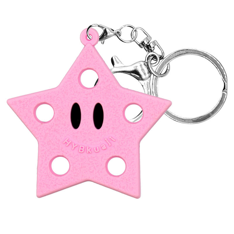 Cartoon Star PVC Soft Rubber Key Plate Car Decoration Pendant DIY Keychain Black White Dark Black