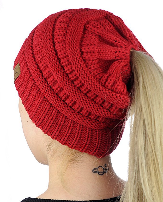 European-style Popular Hat Children's Winter Outdoor Warm Wool Empty Top Ponytail Knit Hat Baotou Hat  Outlet