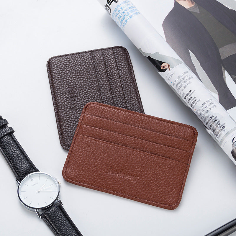Men's Solid Color Corduroy Card Holder With Sewing Thread Detail, Wear-Resistant Design