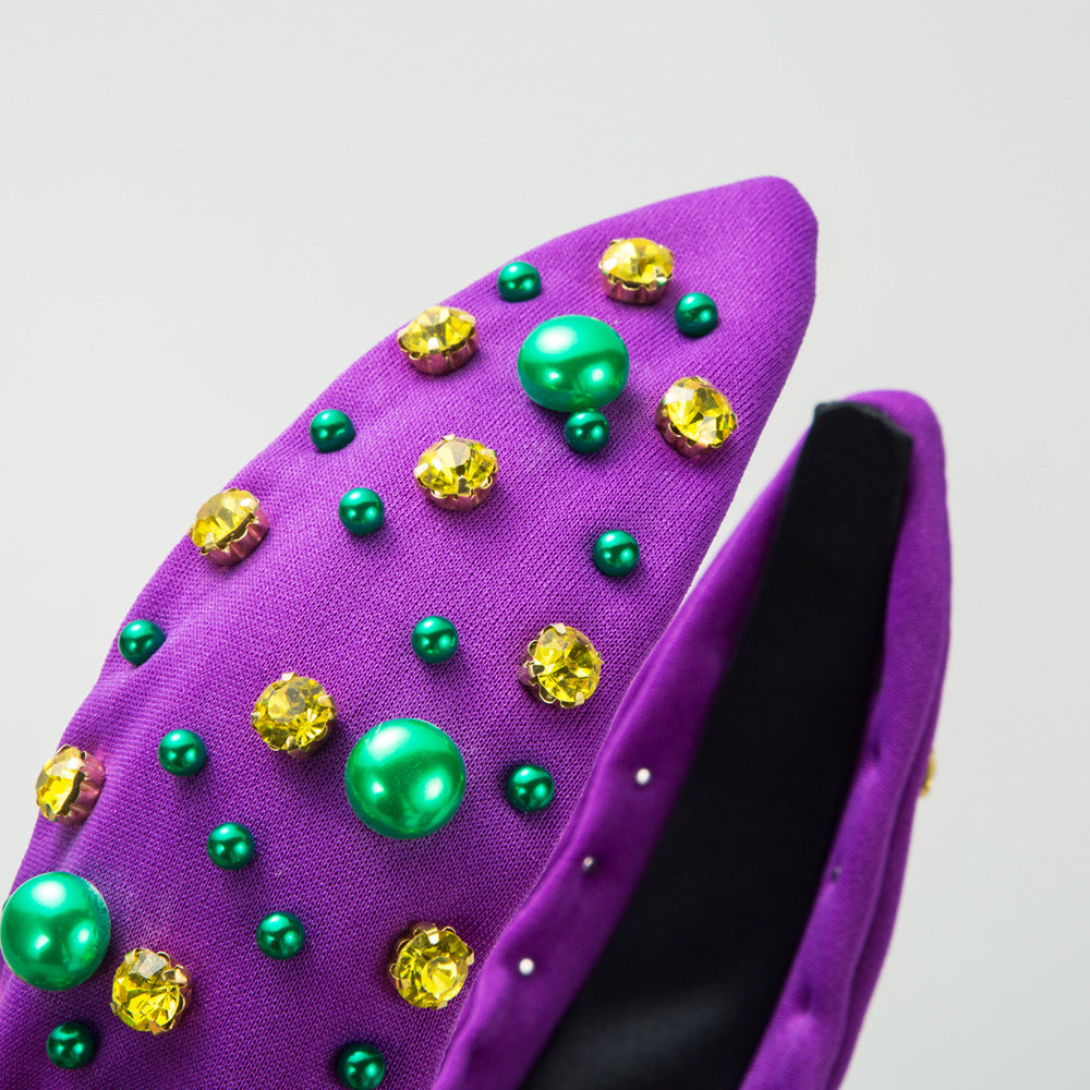 Heart Shape Spa Headband For Women In Cloth Material Featuring Rhinestones, Perfect For Valentine's Day Commute