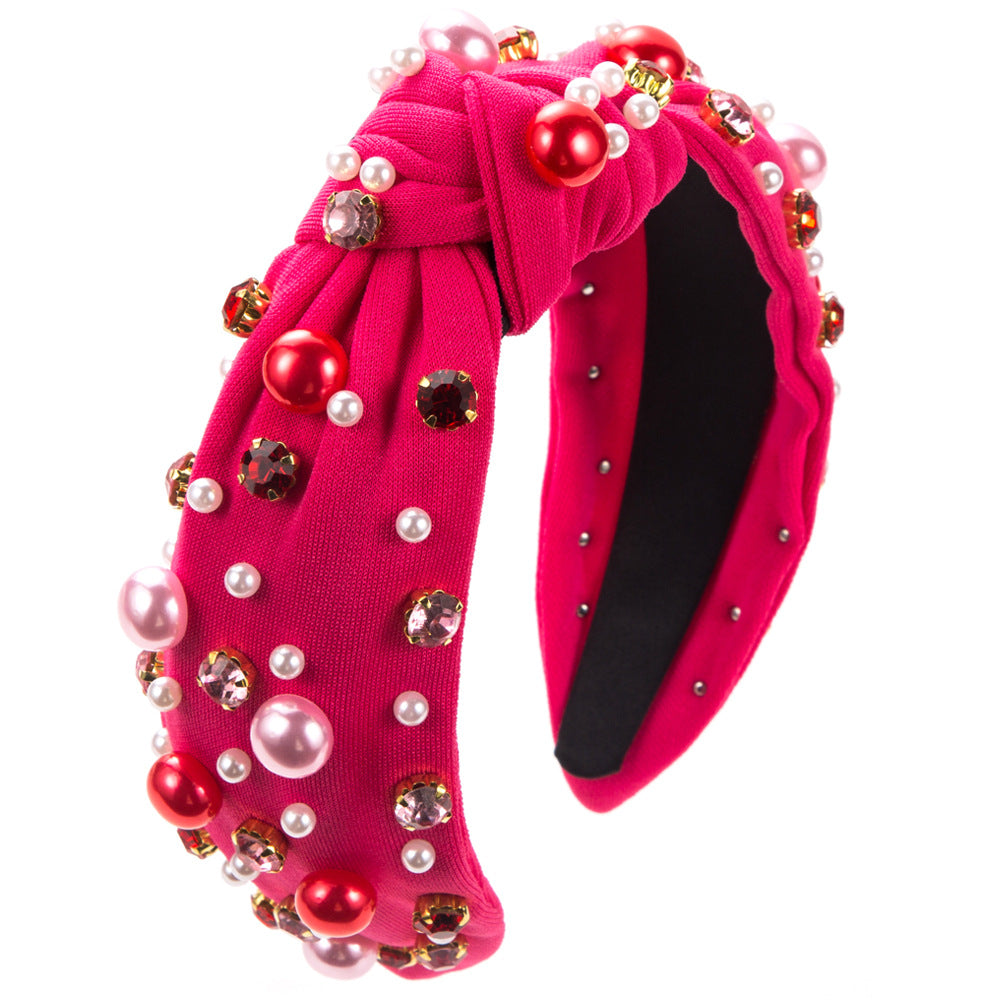 Heart Shape Spa Headband For Women In Cloth Material Featuring Rhinestones, Perfect For Valentine's Day Commute