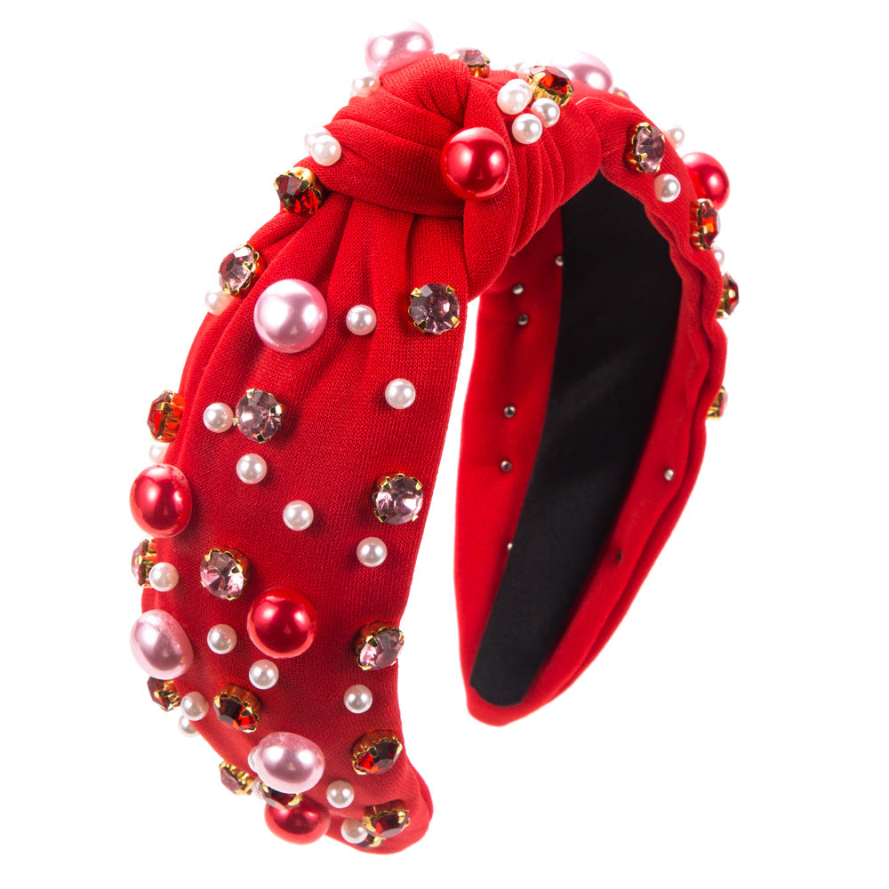 Heart Shape Spa Headband For Women In Cloth Material Featuring Rhinestones, Perfect For Valentine's Day Commute