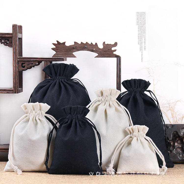 New Canvas Drawstring Bag Jewelry Packaging Bag Sachet Empty Bag Wenwan Cloth Bag Cotton And Linen Drawstring Bag Wholesale