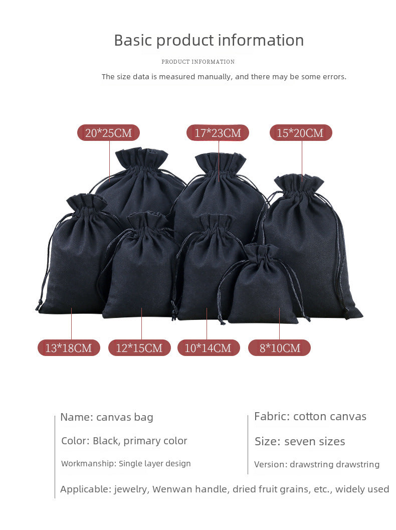 New Canvas Drawstring Bag Jewelry Packaging Bag Sachet Empty Bag Wenwan Cloth Bag Cotton And Linen Drawstring Bag Wholesale