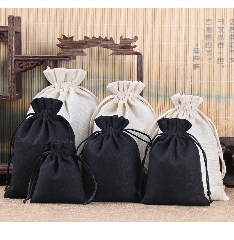 New Canvas Drawstring Bag Jewelry Packaging Bag Sachet Empty Bag Wenwan Cloth Bag Cotton And Linen Drawstring Bag Wholesale