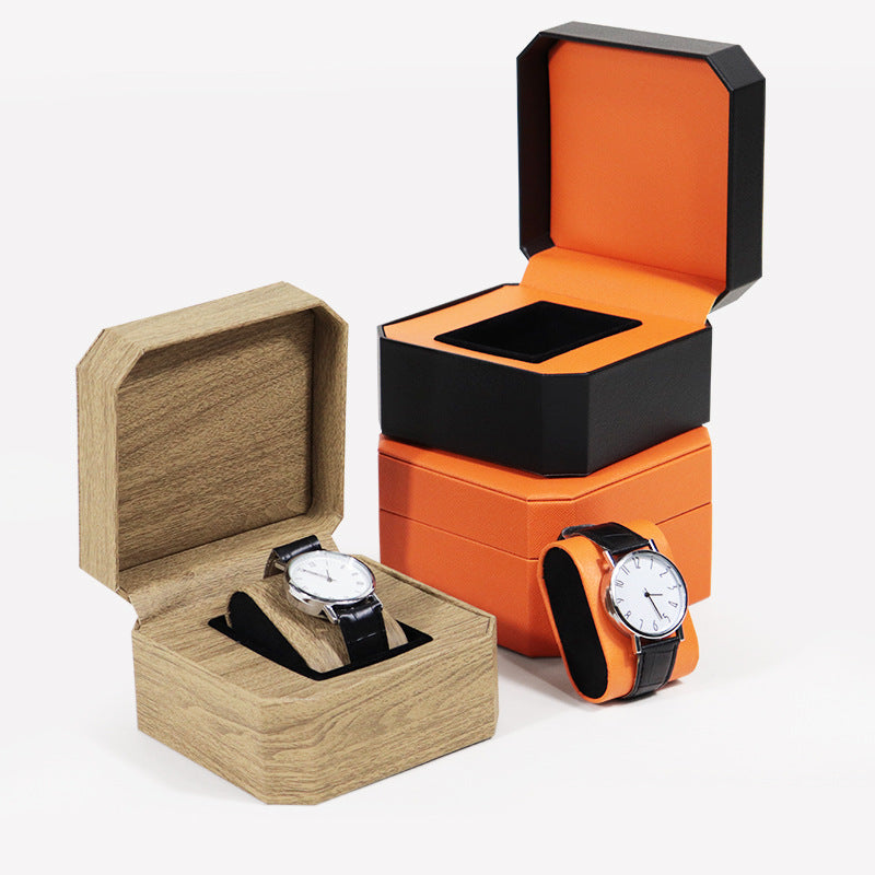 New PU Leather Octagonal Watch Box High-Grade Flip Case Watch Packaging Box Creative Unit Watch Box Wholesale