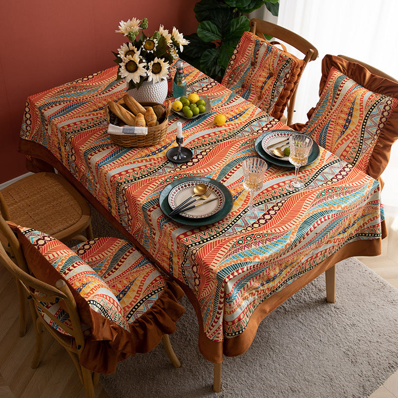 Bohemian Geometric Polyester Tablecloth For Dining Table, Stylish And Durable Home Textile Decor