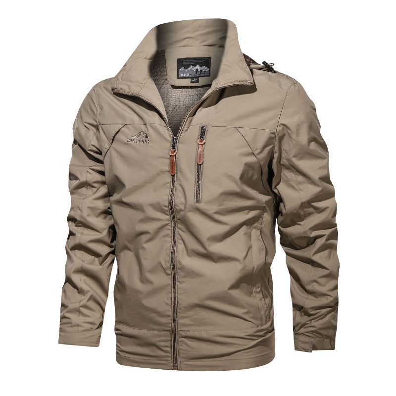 Men's Solid Color Hooded Jacket In Dyed Black, Made With Durable Polyester Fabric