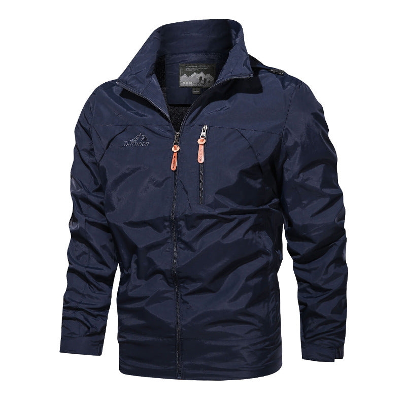 Men's Solid Color Hooded Jacket In Dyed Black, Made With Durable Polyester Fabric